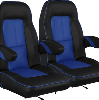 Black and blue custom golf cart bucket seats