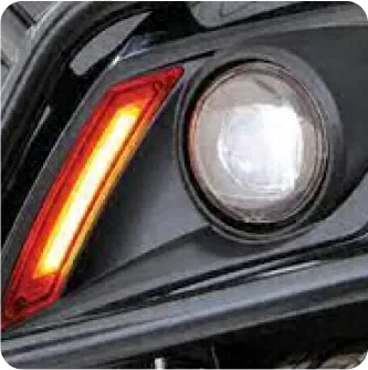 Golf cart LED headlight with red light bar