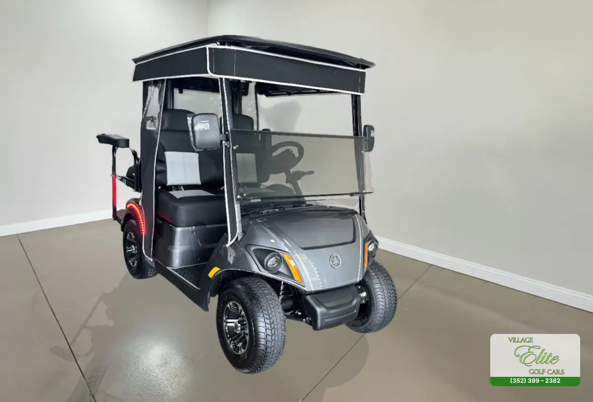 Yamaha Golf Cart Gray & Gray Quadric – A sleek golf cart with a gray & gray quadric design, offering durability and smooth performance.