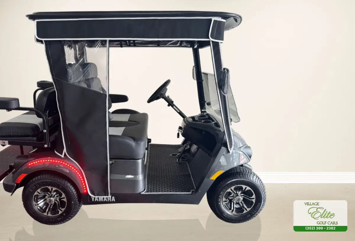 Yamaha Golf Cart Gray & Gray Sides – A sleek and durable golf cart with gray sides, combining style and performance for golfers.