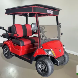 yamaha golf cart red & red quadric offering a stylish and vibrant design that stands out on the course.