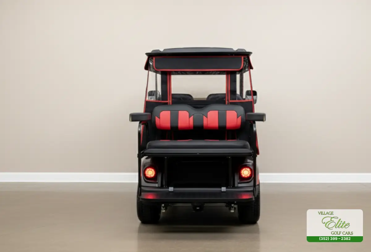 Yamaha Golf Cart Silver & Red Back – A durable, stylish golf cart with a striking red and silver back, perfect for smooth rides.